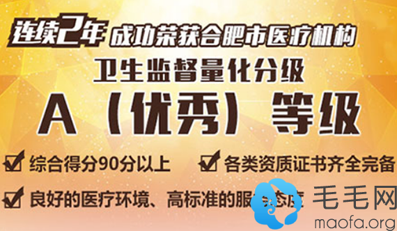 合肥壹加壹植发连续2年成功荣获合肥是医疗机构卫生监督量化分级A（）登记