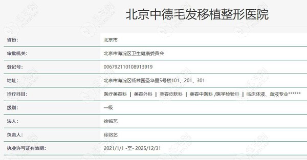 北京中德植发是一级医院