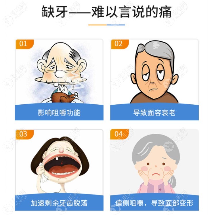 缺牙痛苦不说，危害还有很多，所以要及时修复