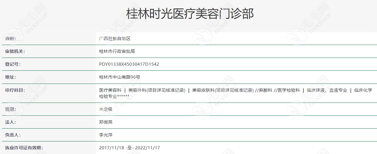 桂林时光医疗植发资质