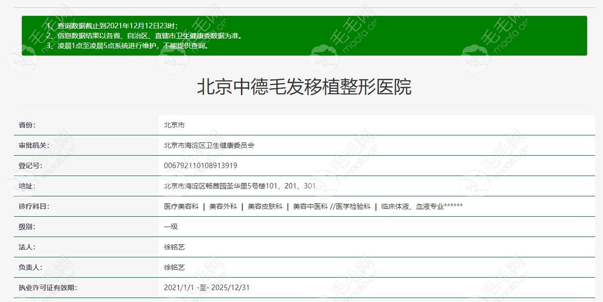 北京中德毛发移植整形医院具有医院资质