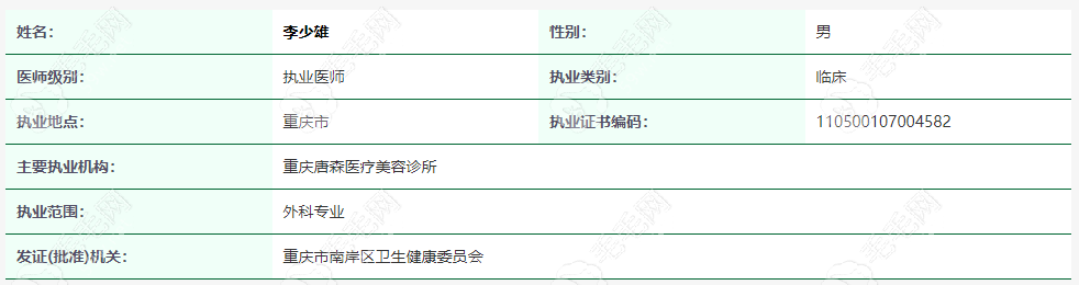 李少雄医生资质