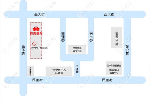 汉中韩美植发来院路线m.59w.net