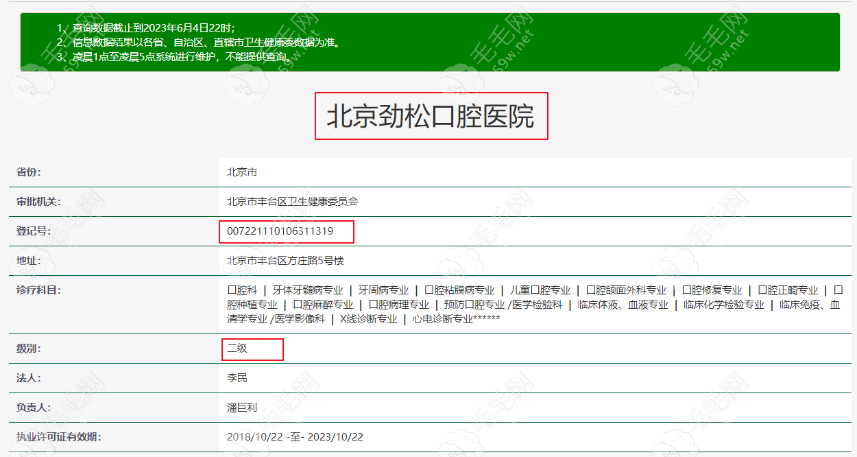 北京劲松口腔是二级正规医院