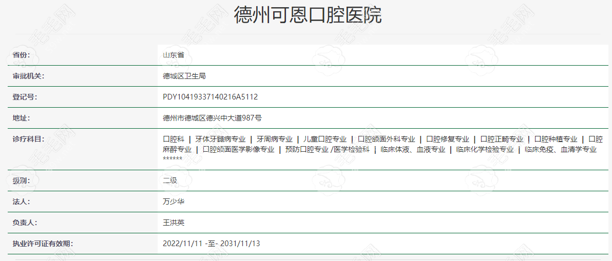德州可恩口腔医院正规资质59w.net