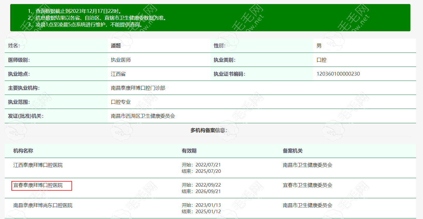 宜春泰康拜博口腔医院执业医师潘超