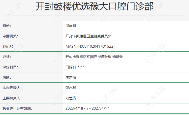 开封鼓楼豫大口腔门诊部是正规牙科