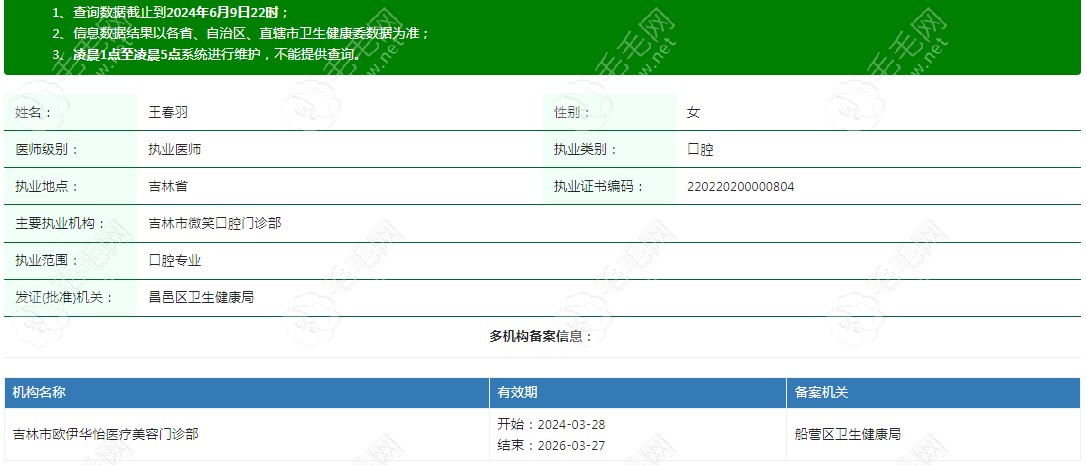 吉林市微笑口腔门诊部医生王春羽