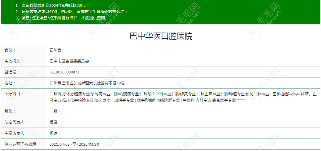 巴中华医口腔医院资质