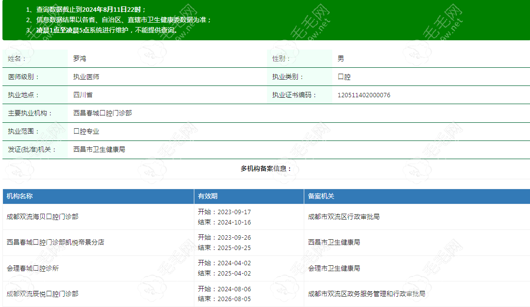 西昌春城口腔门诊部医生罗鸿