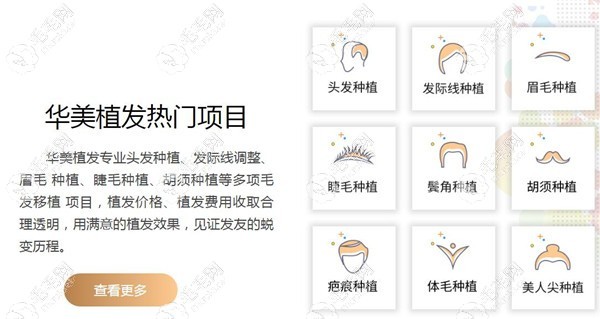 沈陽華美植發(fā)部分頭發(fā)種植項(xiàng)目