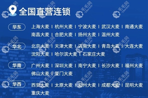 大麦植发国内连锁分院地址