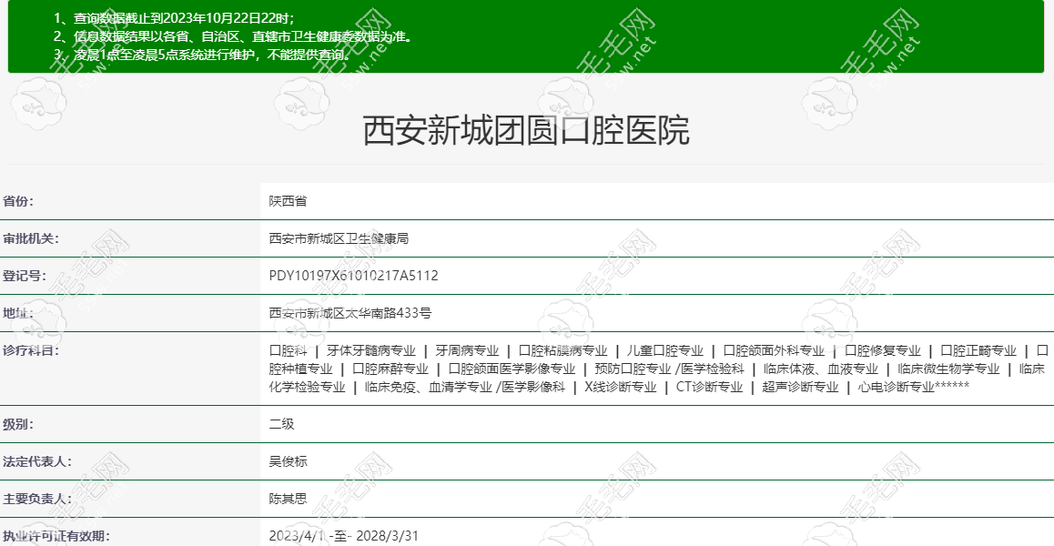 西安团圆口腔是正规私立2级口腔 毛毛网