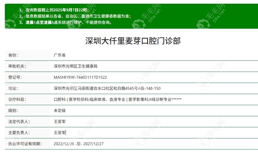 深圳大仟里麥芽口腔資質(zhì)