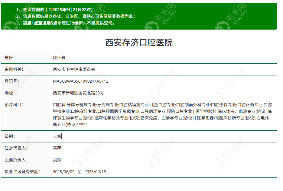 西安存济口腔医院是几级医院