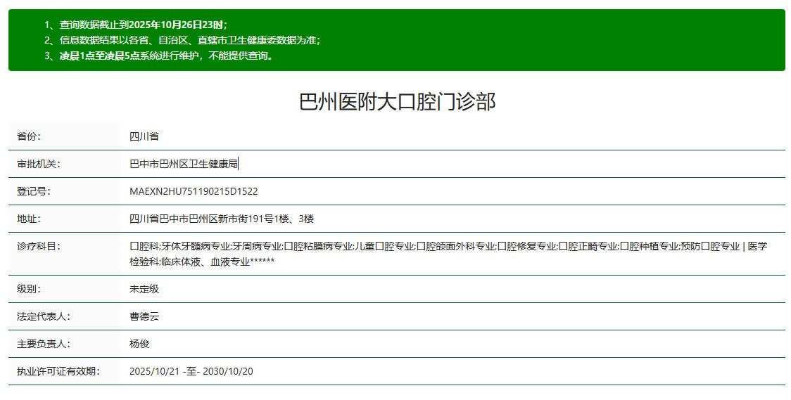 巴中巴州医附大口腔门诊部