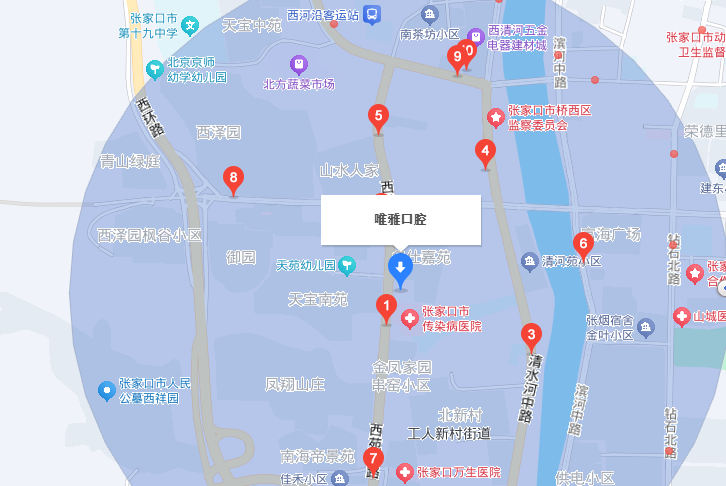 如何前往张家口唯雅口腔