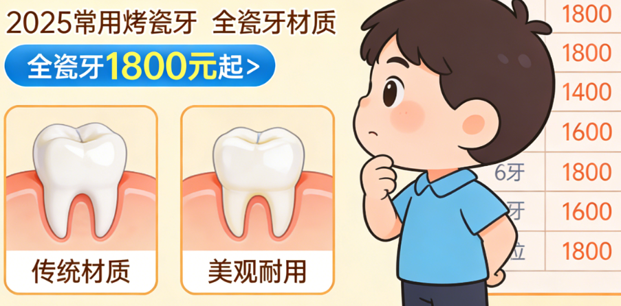 徐州镶牙多少钱一颗？2025常用烤瓷牙/全瓷牙材质价差大，全瓷牙1800元起