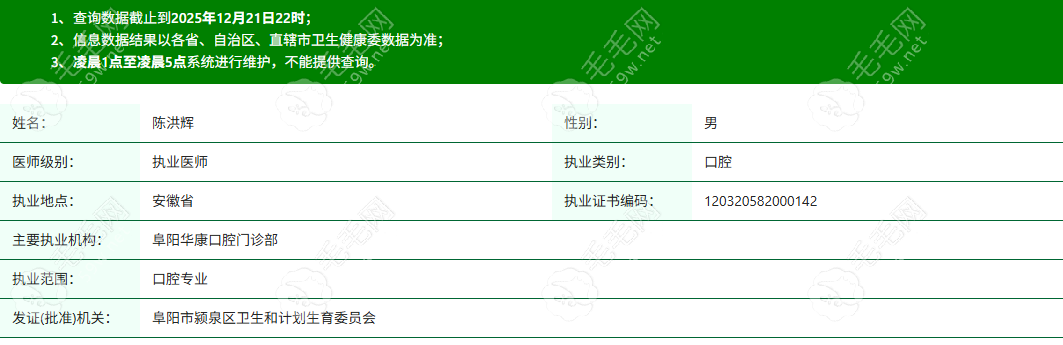 阜阳华康口腔门诊部种植医生陈洪辉