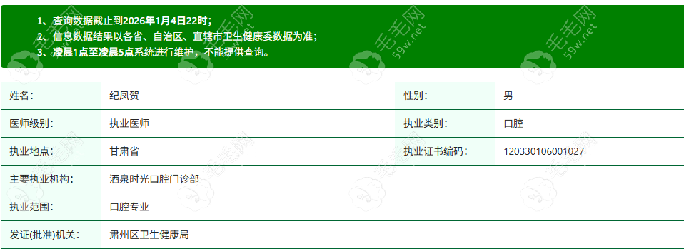 酒泉时光口腔医院种植医生纪凤贺