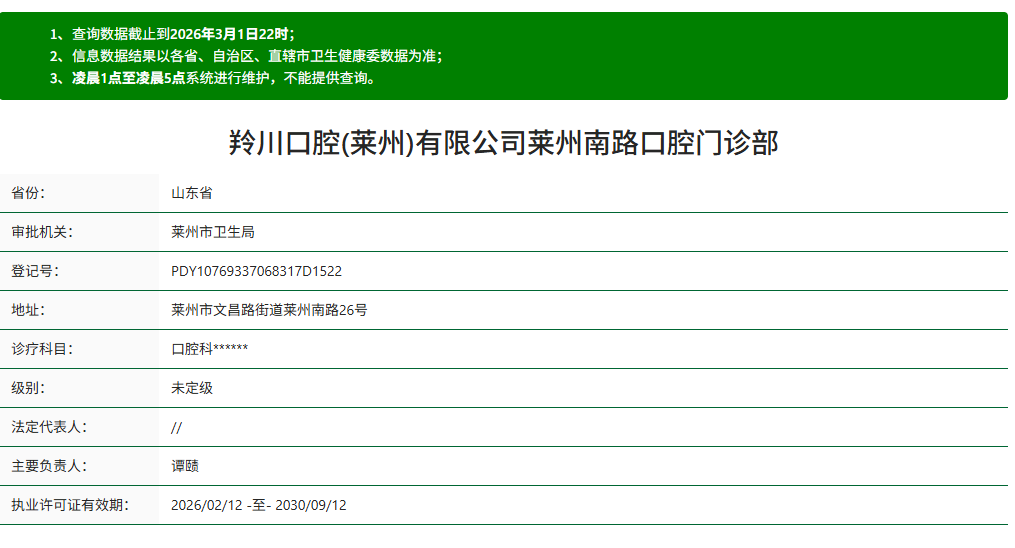 莱州羚川口腔资质