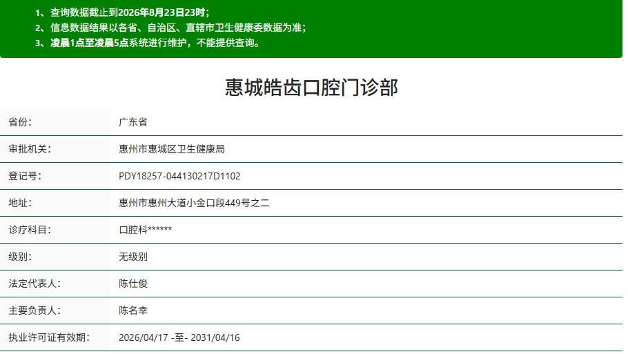 惠州惠城皓齿口腔门诊部