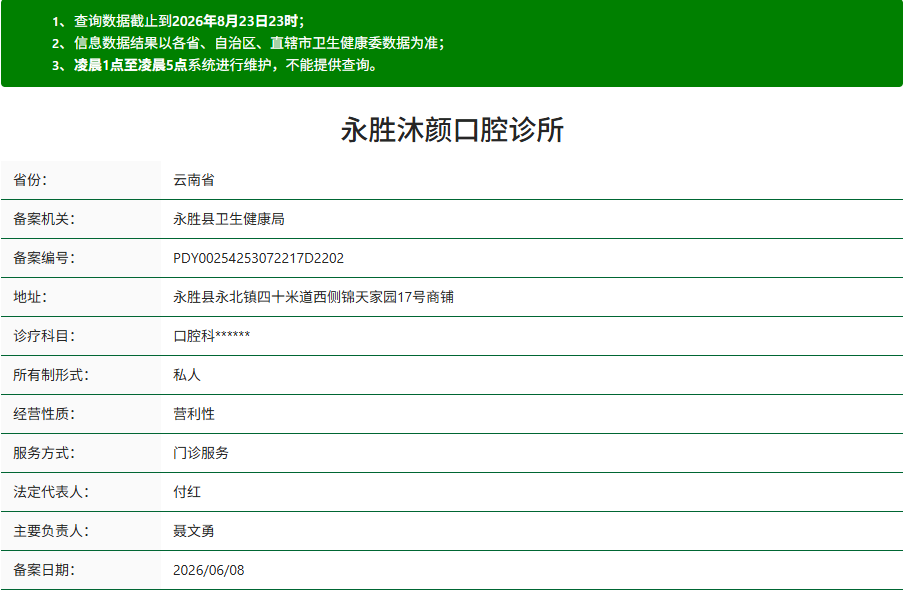 丽江永胜沐颜口腔诊所